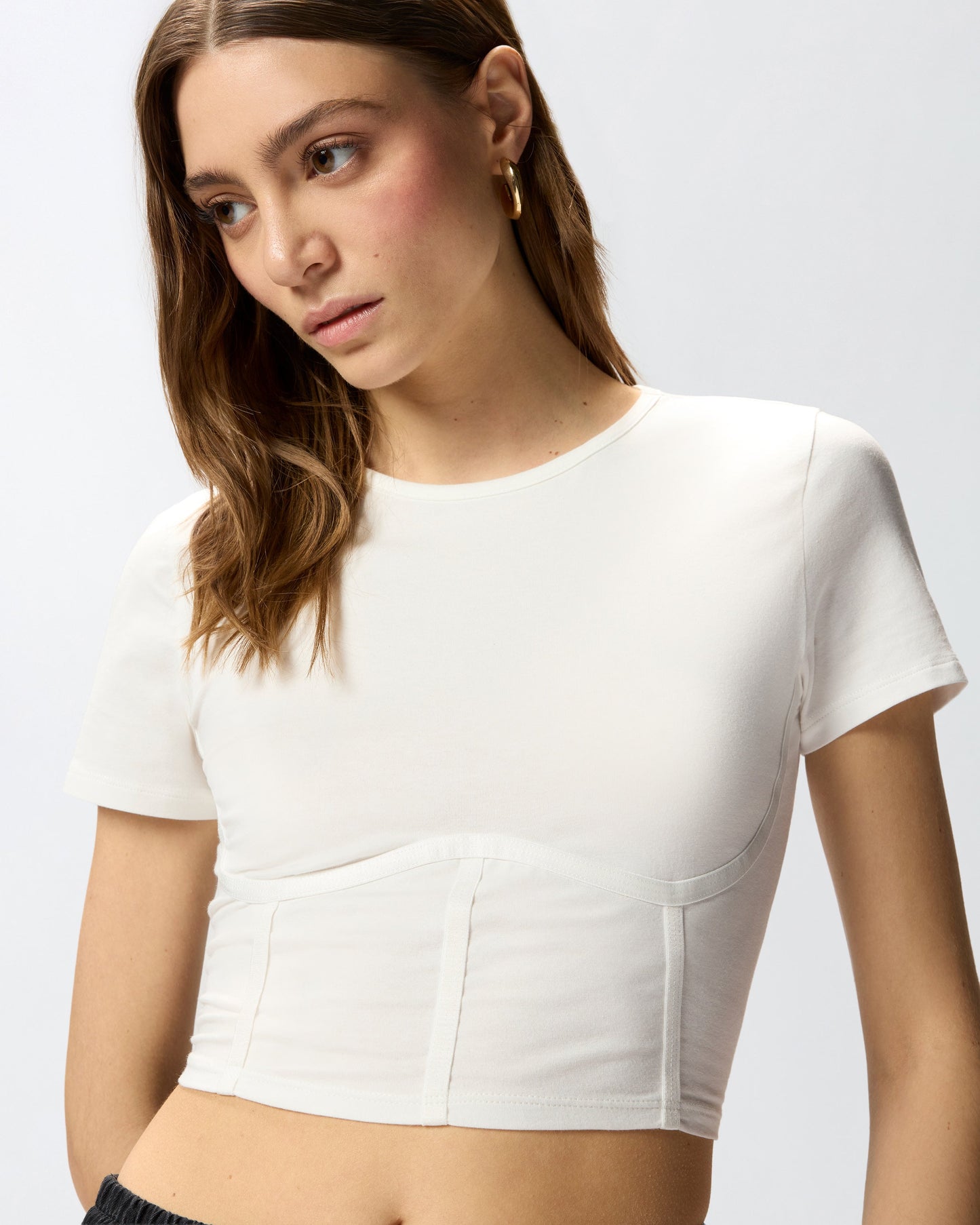 Bustier top with short sleeves