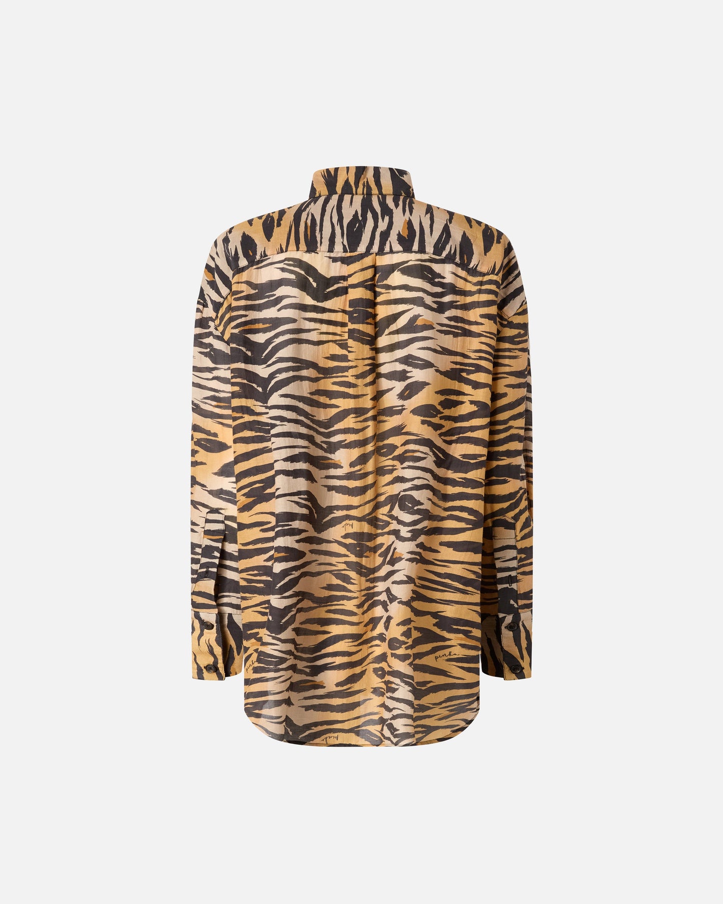 Oversize shirt in cotton and silk voile with animal print
