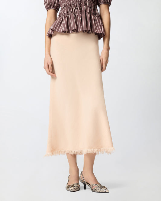 Midi skirt in linen blend with belt