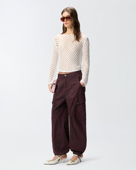Crochet effect sweater with sequins