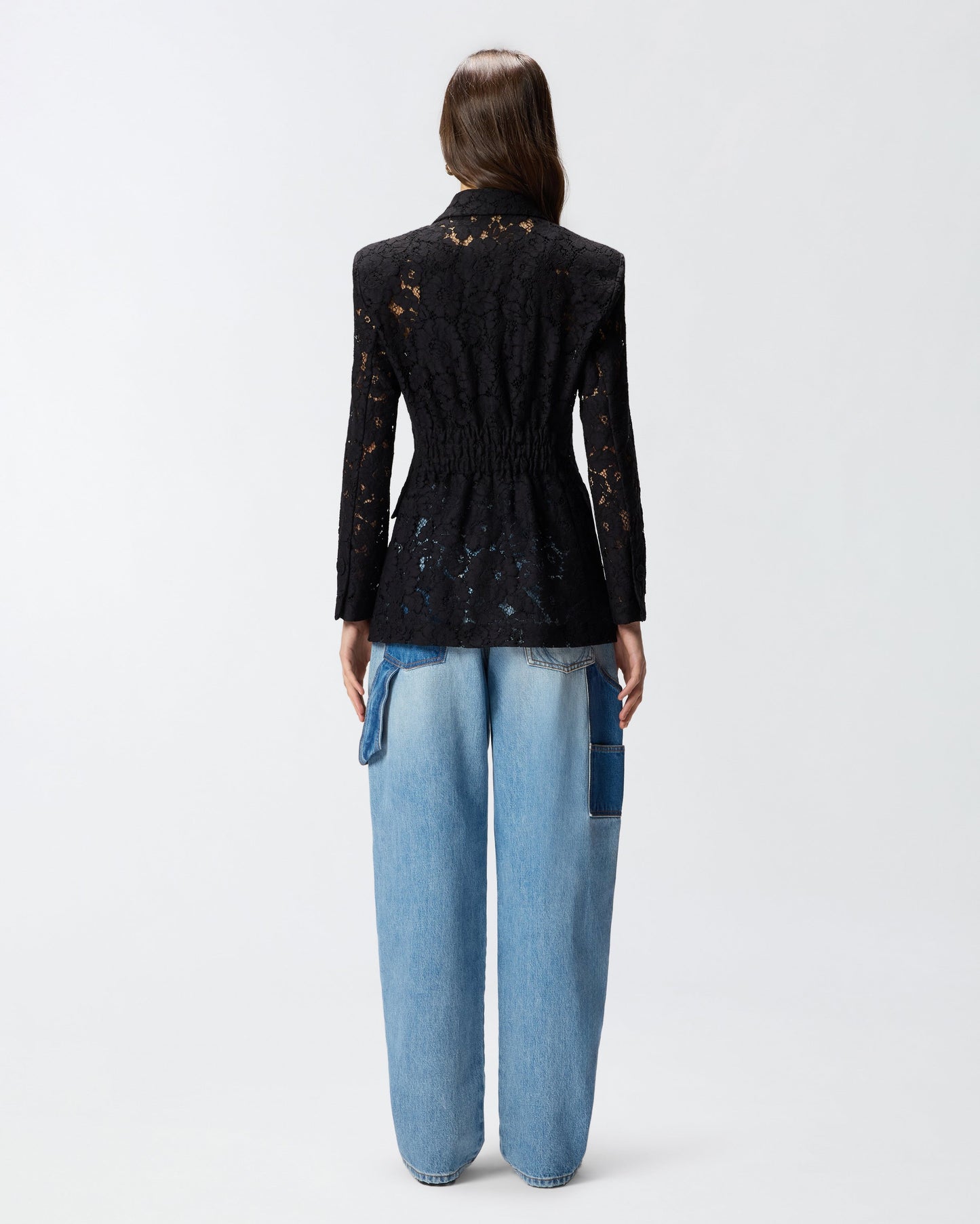 Lace blazer with jewel buttons