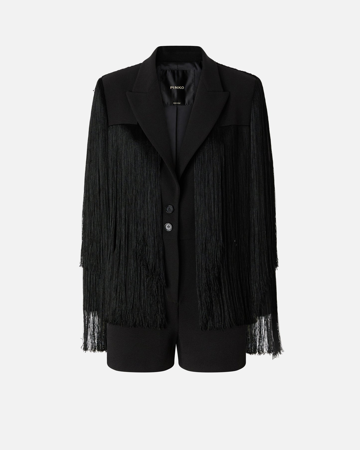 Short playsuit with all-over fringe detailing