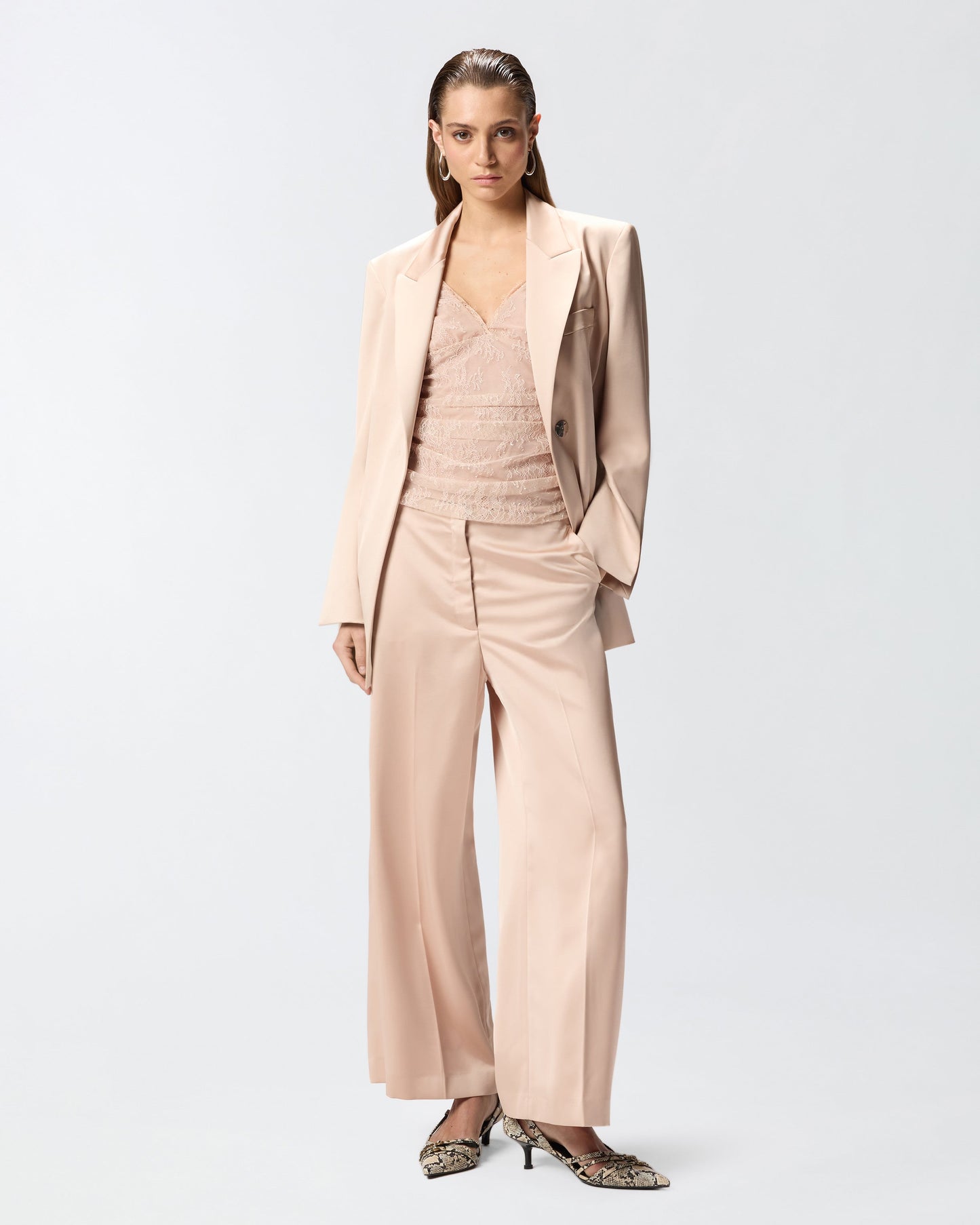 Satin jacket with belt