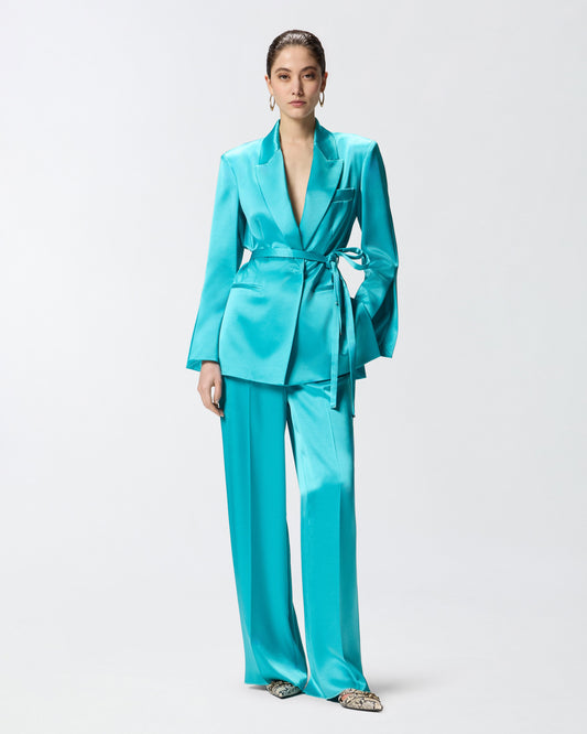 Satin jacket with belt