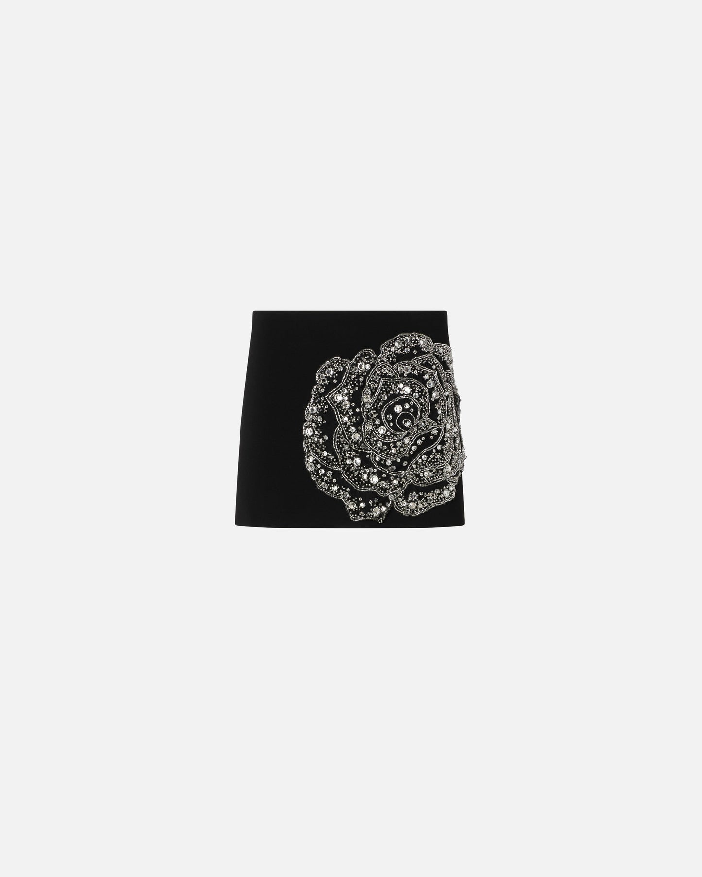 Mini skirt with embroidered jewel rose