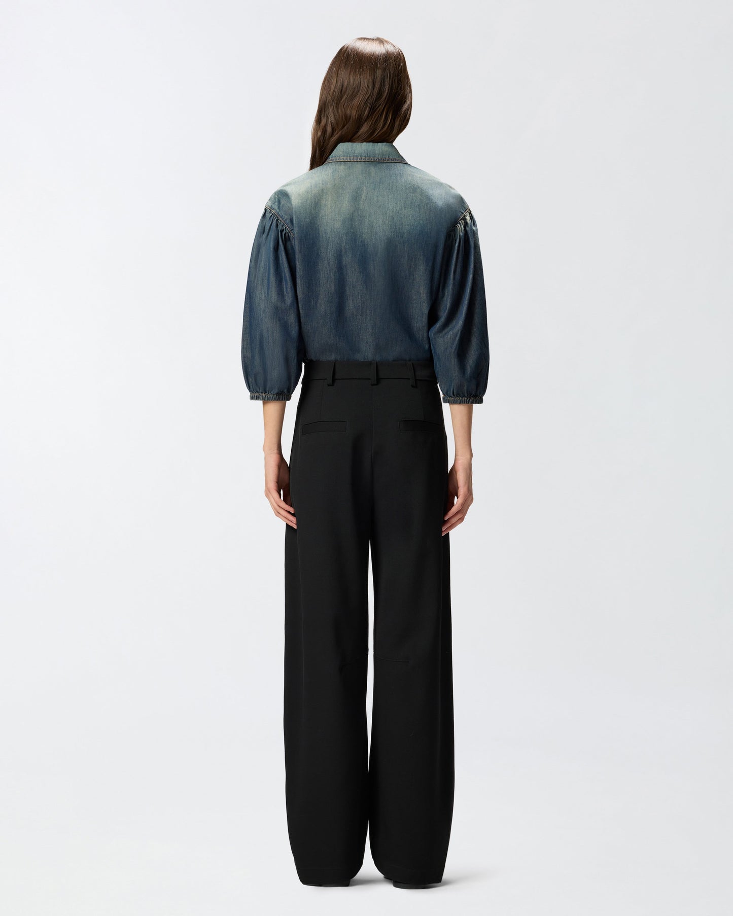 Denim shirt with balloon sleeves
