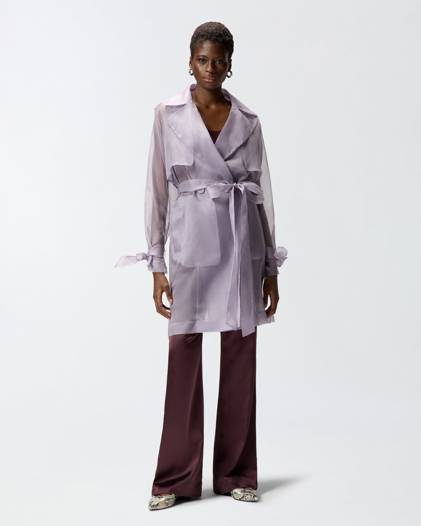 Silk organza trench coat