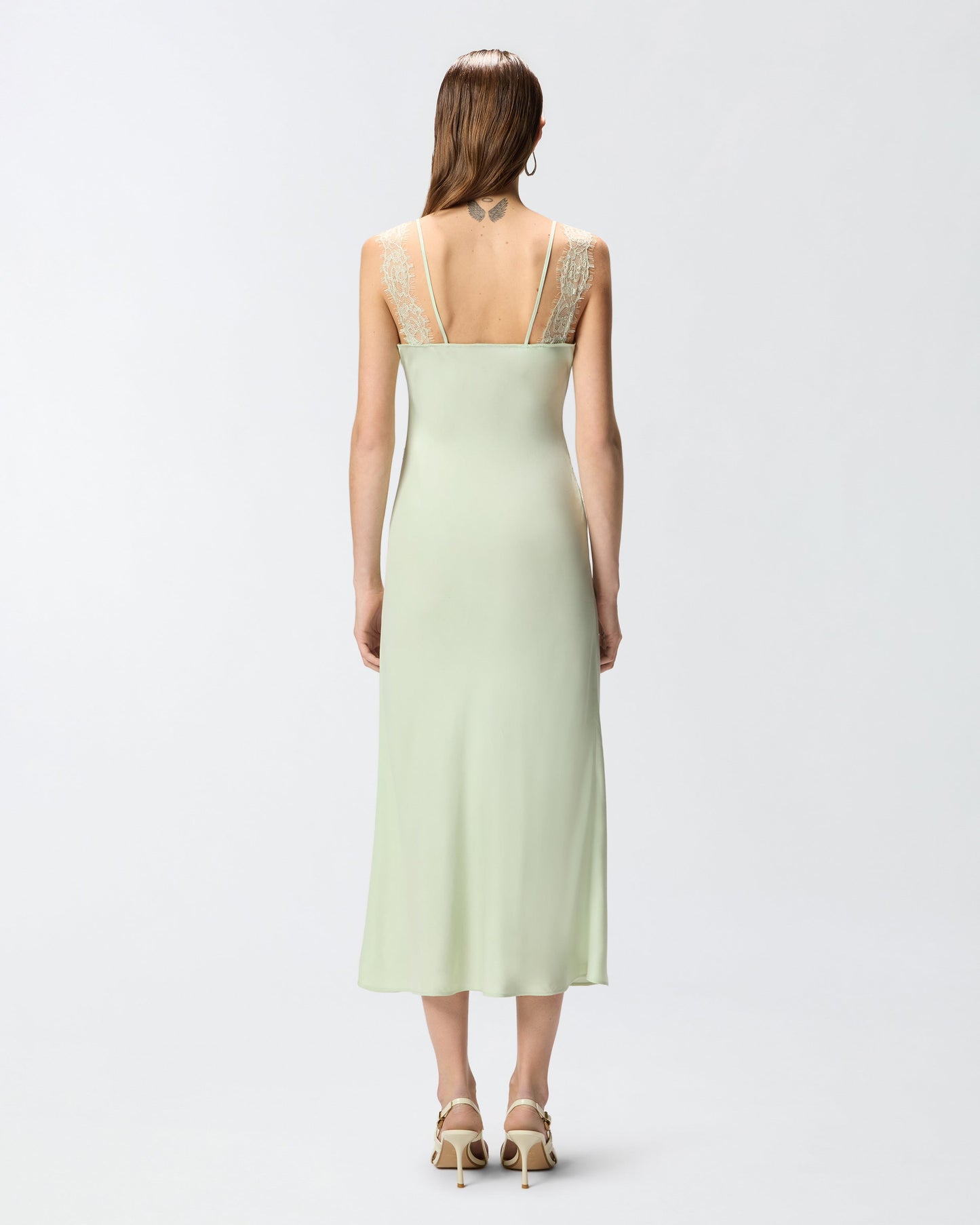 Midi slip dress with lace bands