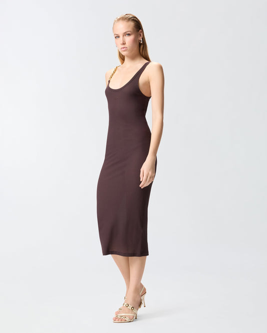 Slim-fit midi dress with jewel strap