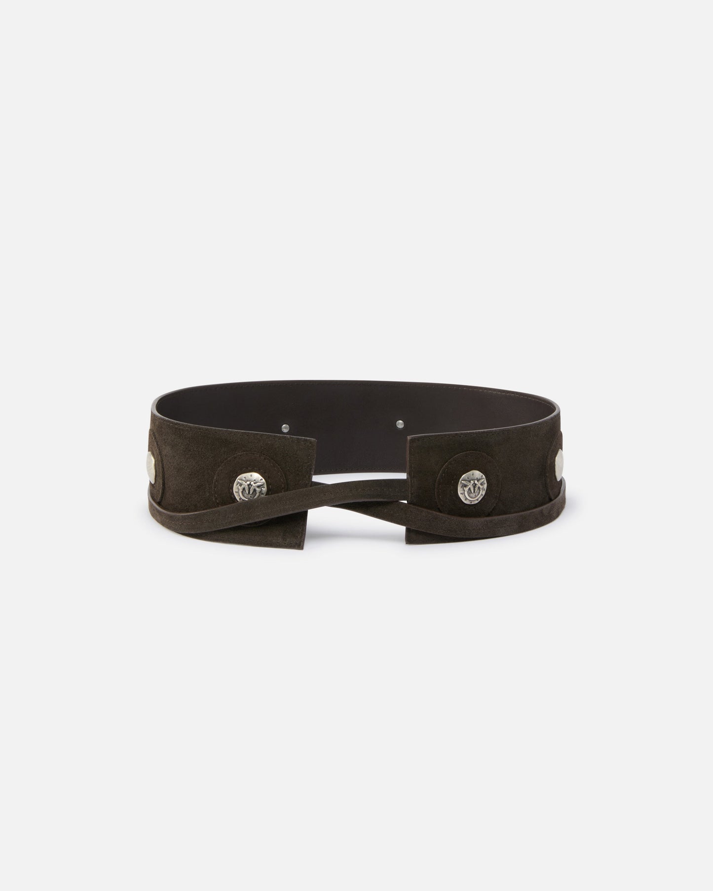 Leather belt with studs, 6 cm