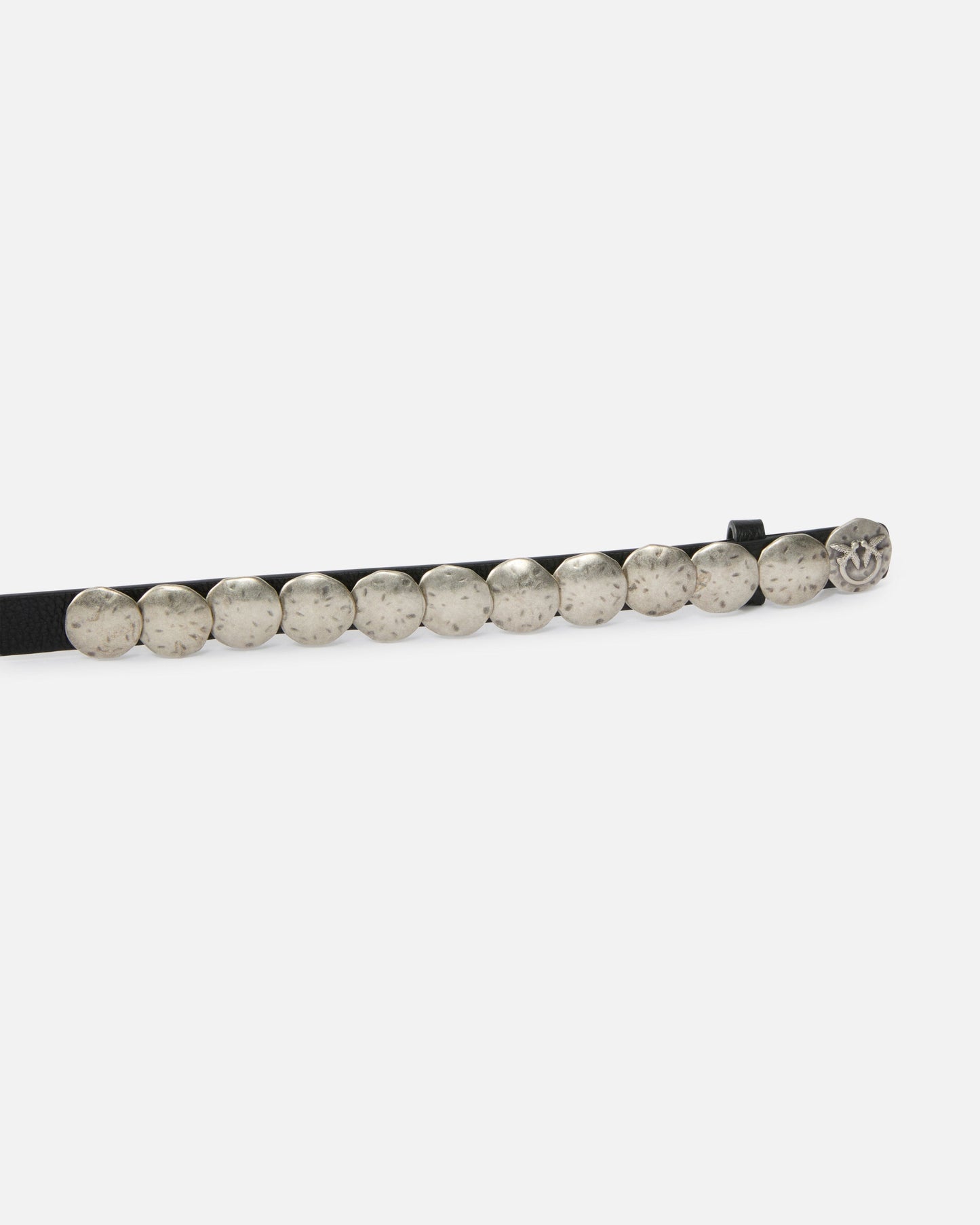 Double-wrap leather belt with studs, 1.5 cm