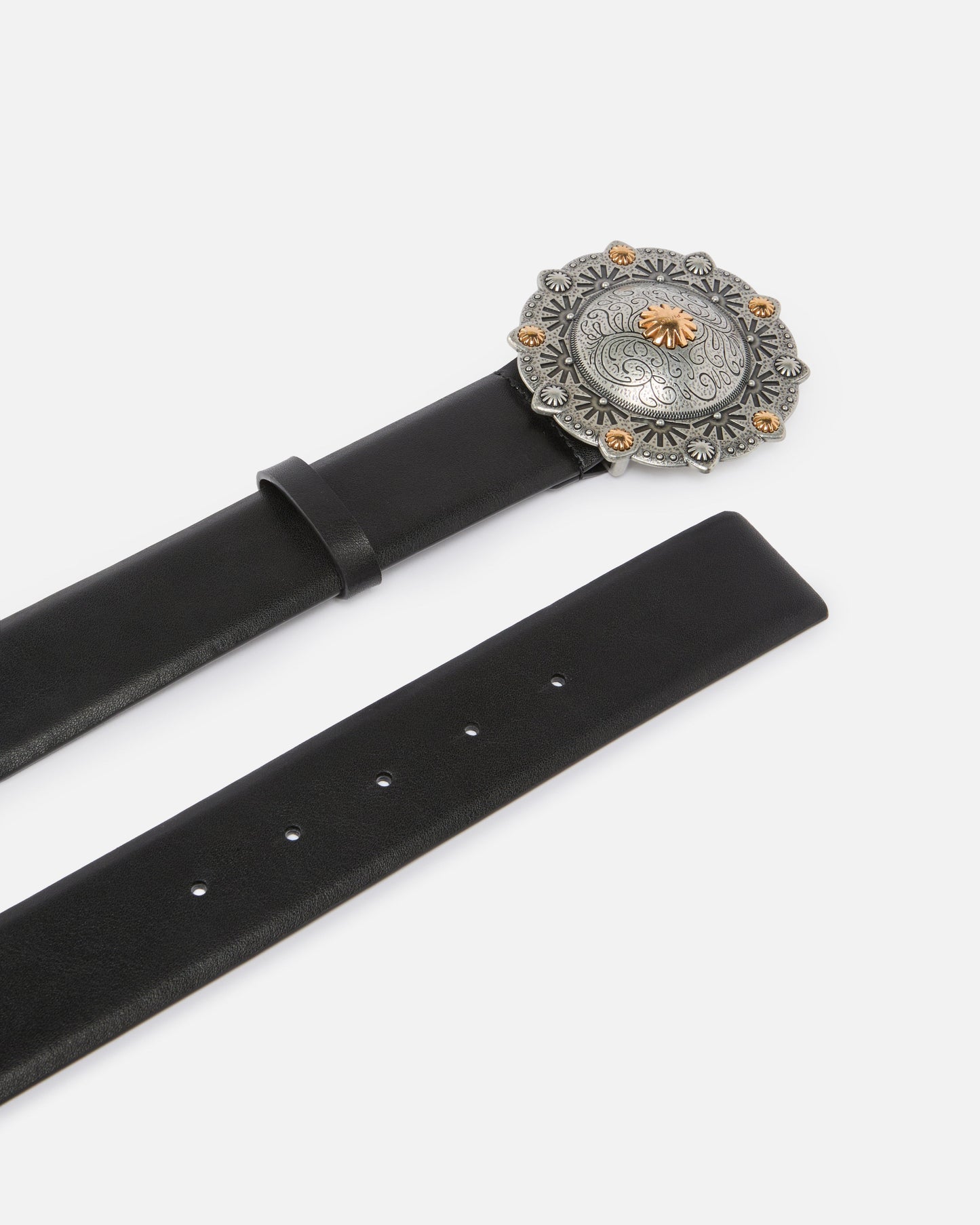 Leather belt with jewel medallion, 4cm