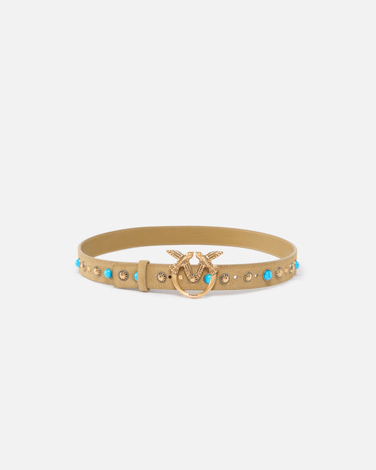 Suede belt with studs, 3 cm