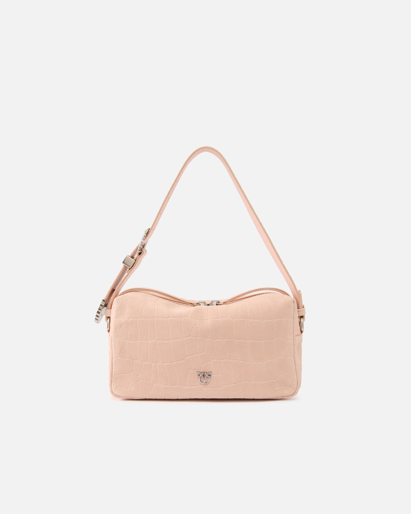 Medium crossbody bowler bag in crocodile-print leather