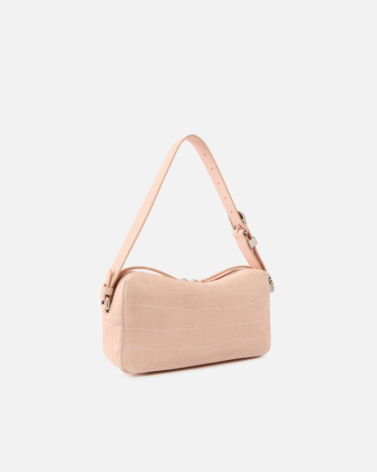 Medium crossbody bowler bag in crocodile-print leather