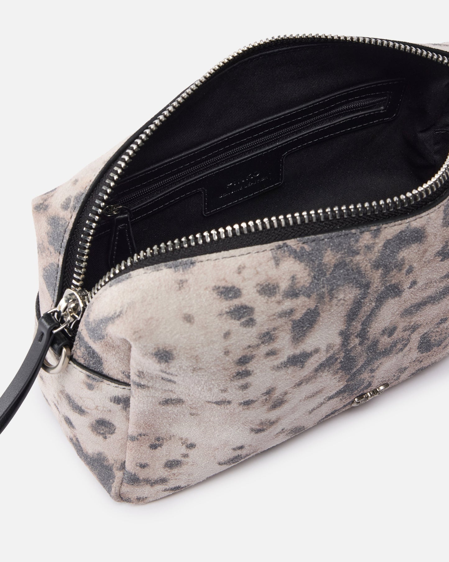 Medium crossbody bowler bag in suede with python print