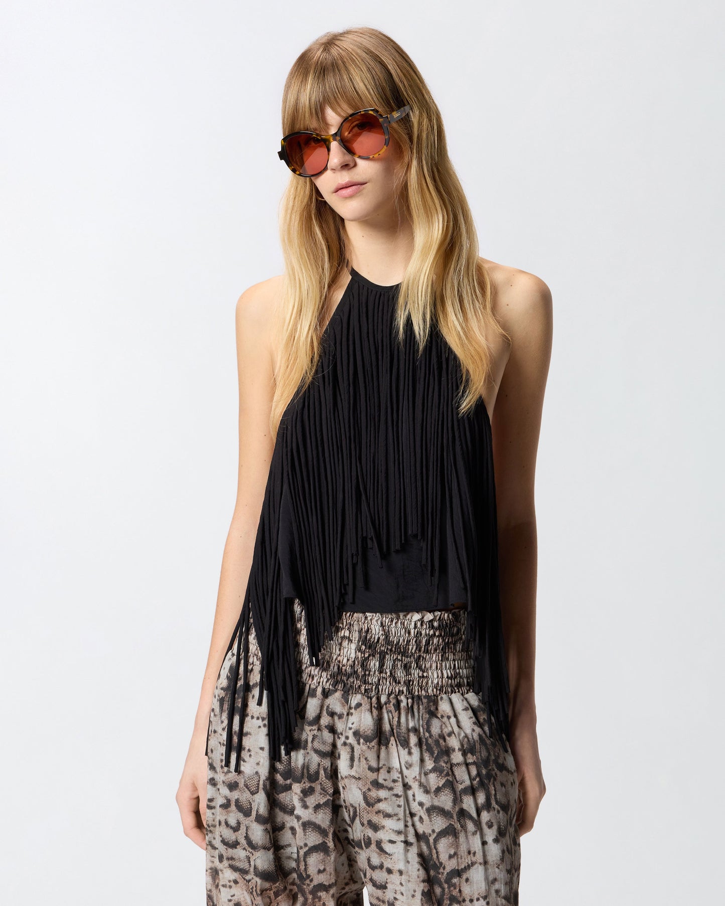 Halterneck top with fringes