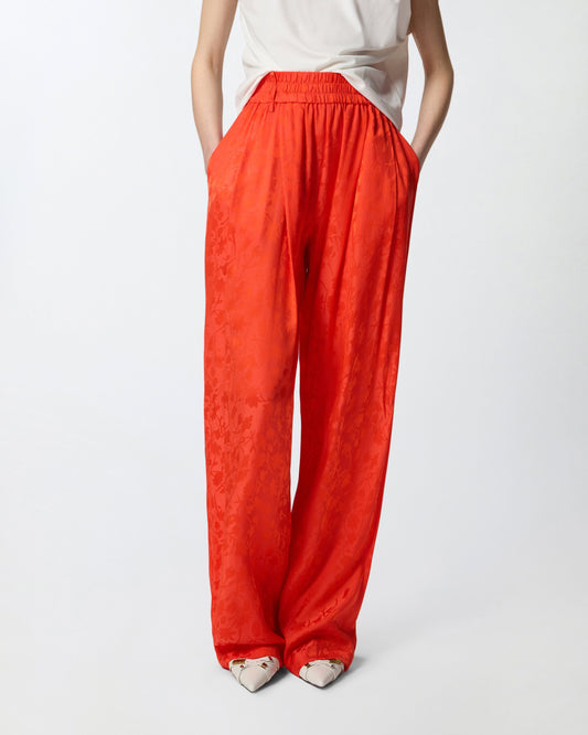 Floral jacquard trousers