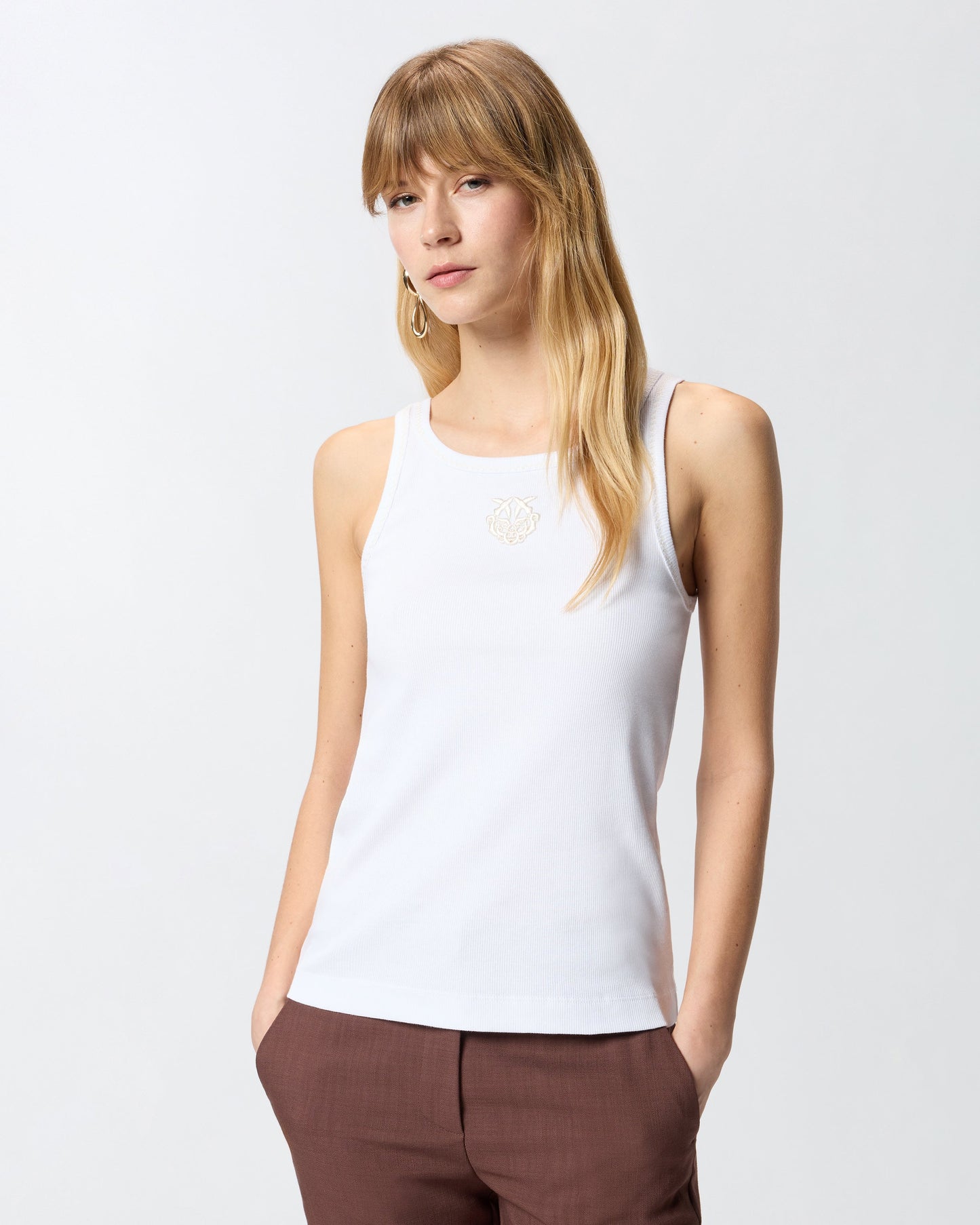Ribbed vest top with Love Birds embroidery