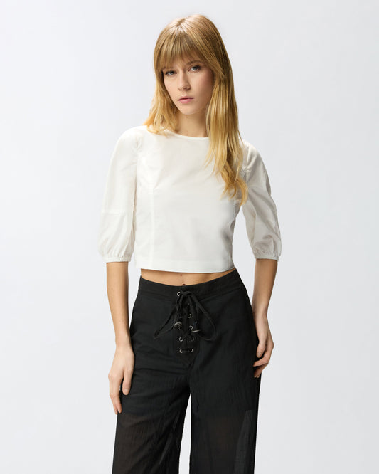 Cropped backless blouse