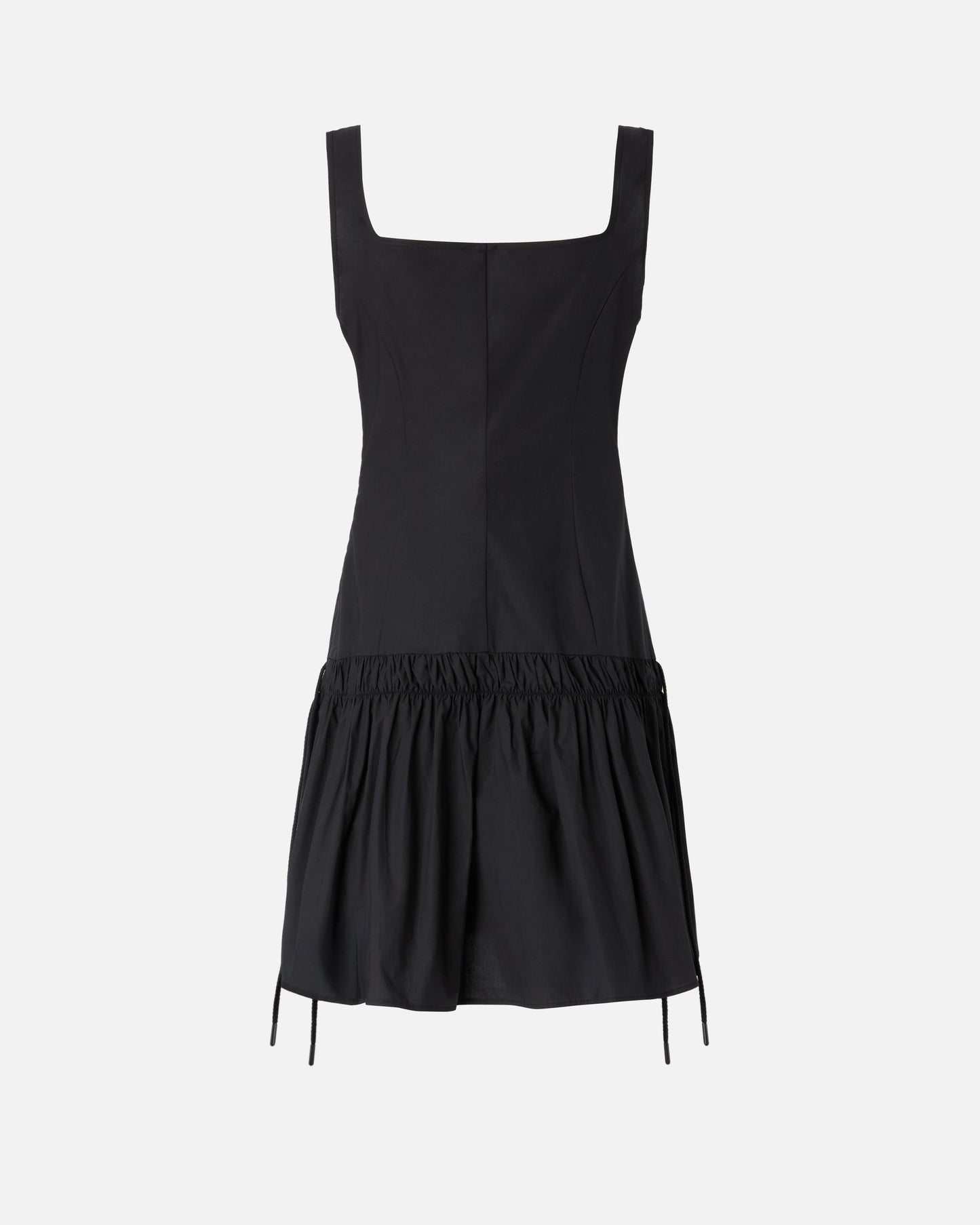 Short dress with gathering and drawstring