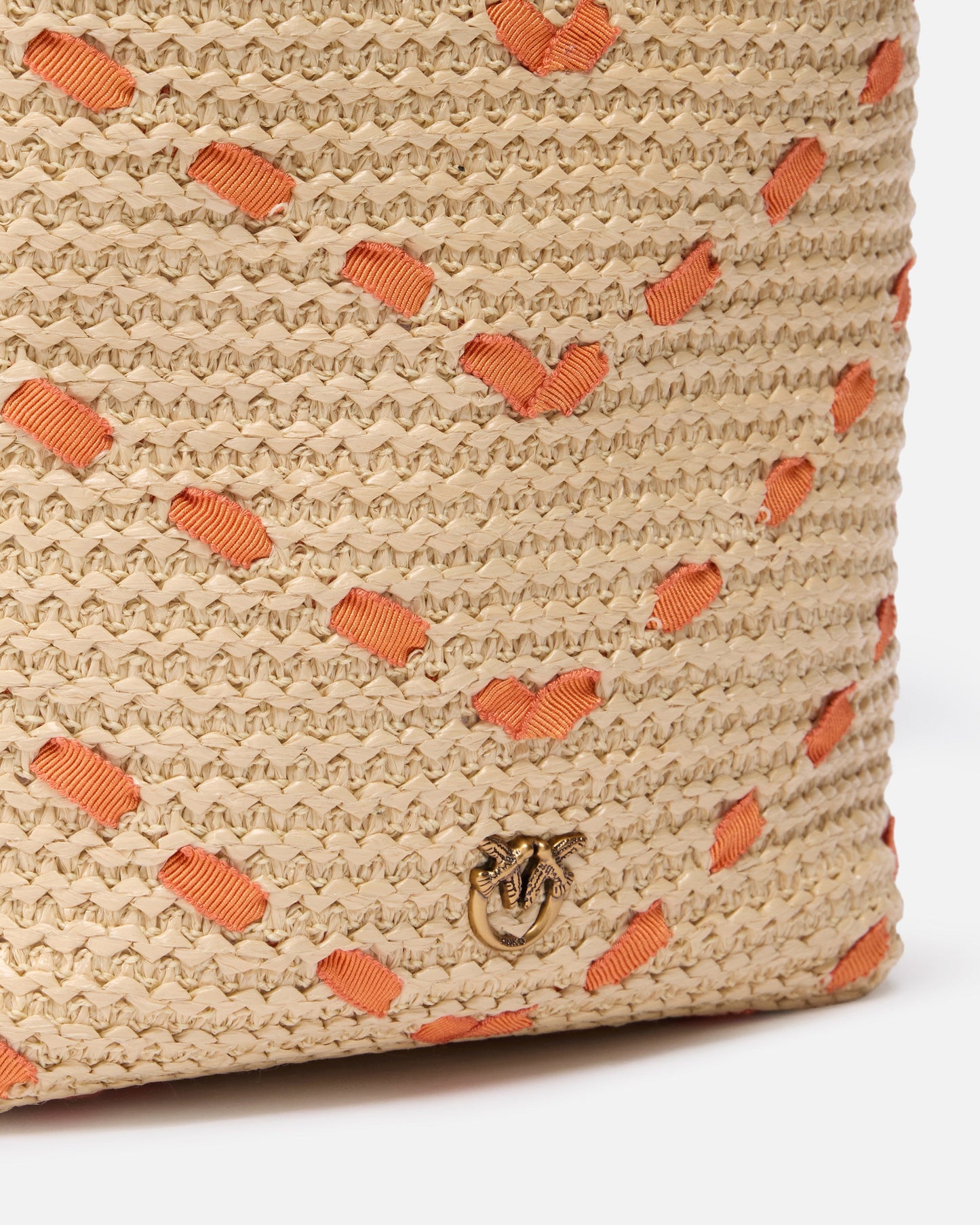 Bucket Mini crossbody bag in raffia with chevron motif
