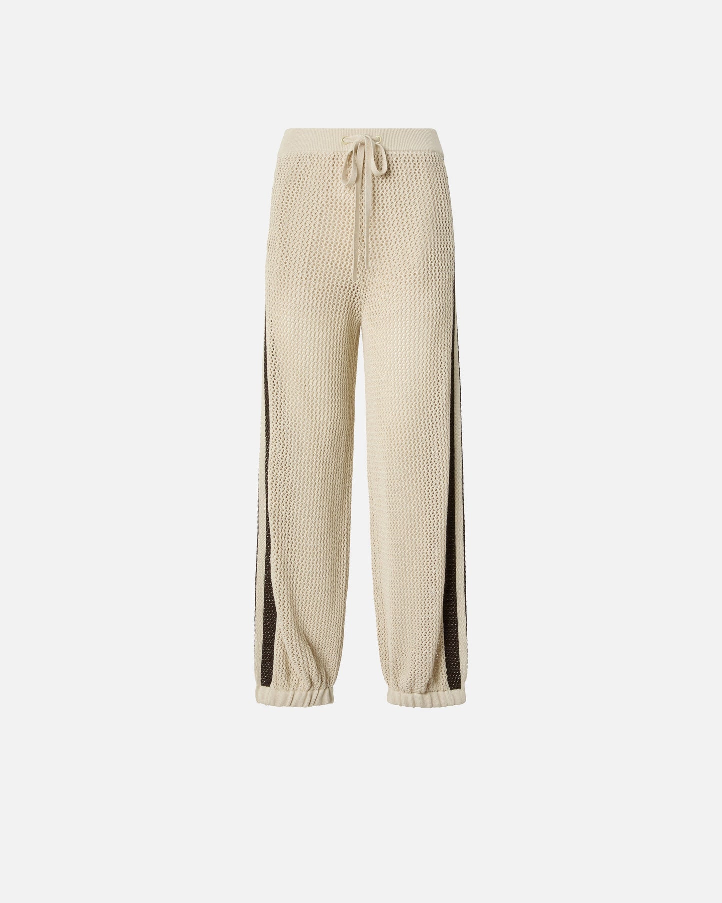 Openwork trousers with contrasting bands