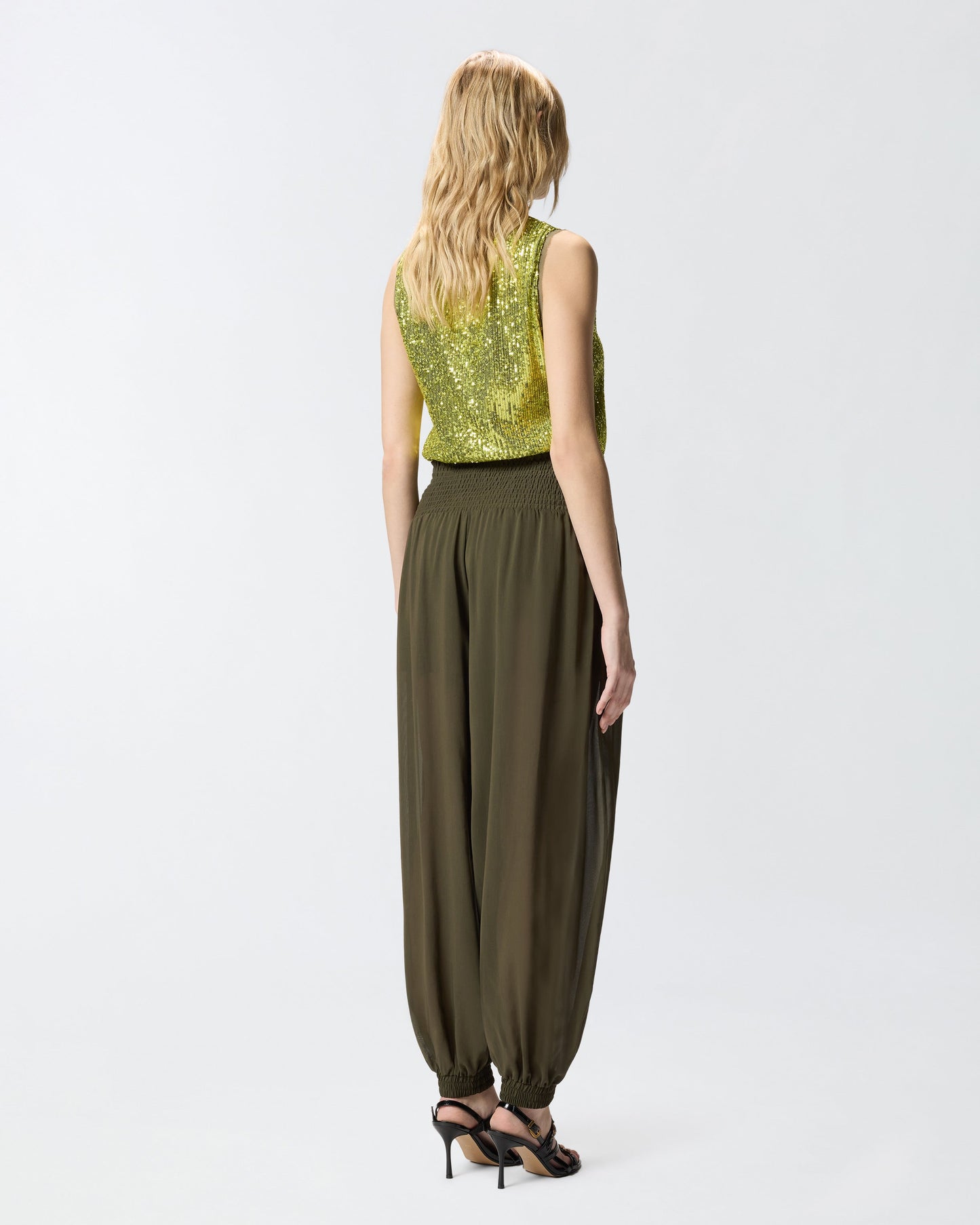 Semi-sheer balloon-fit trousers