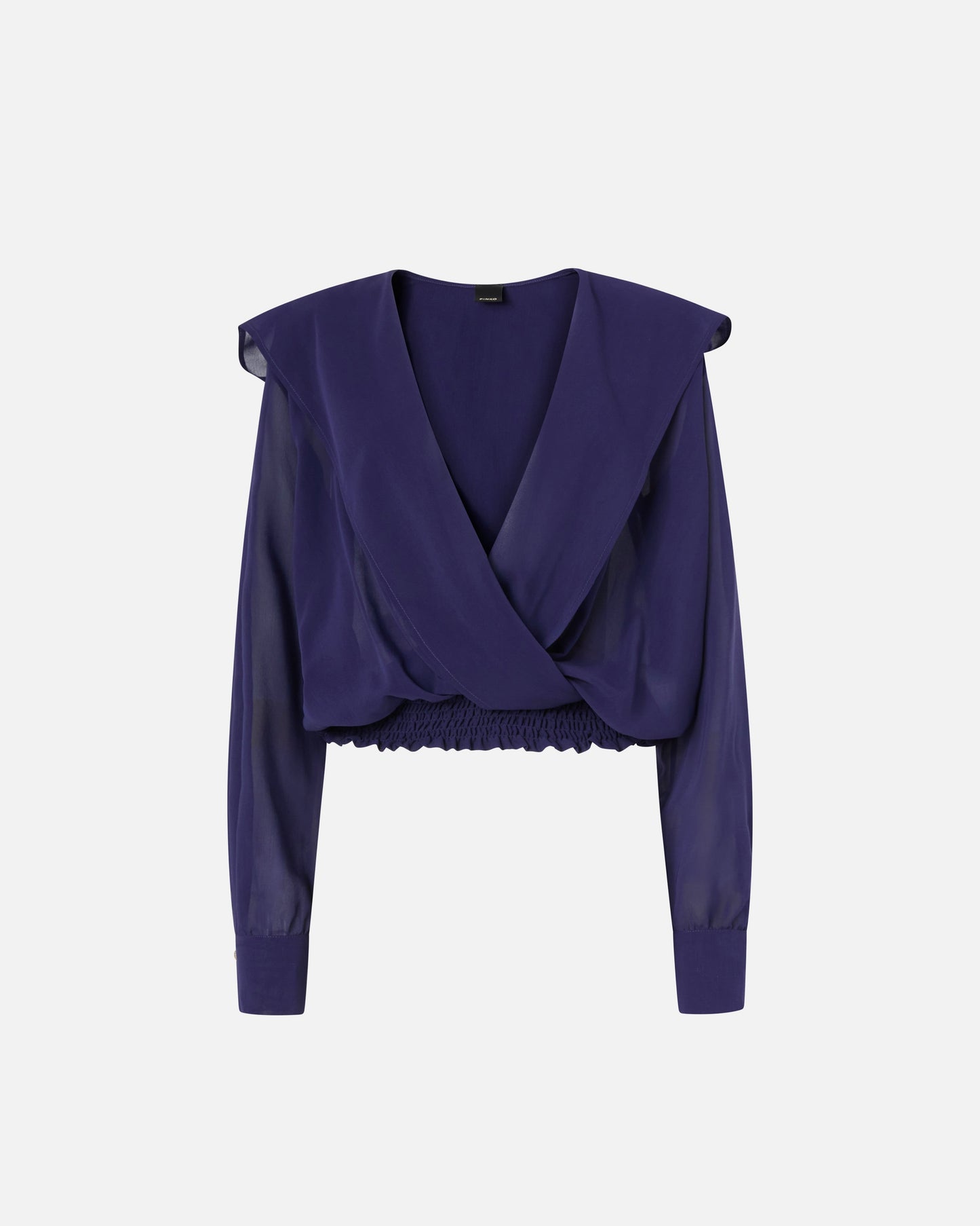 Cropped blouse with hood and sheer details