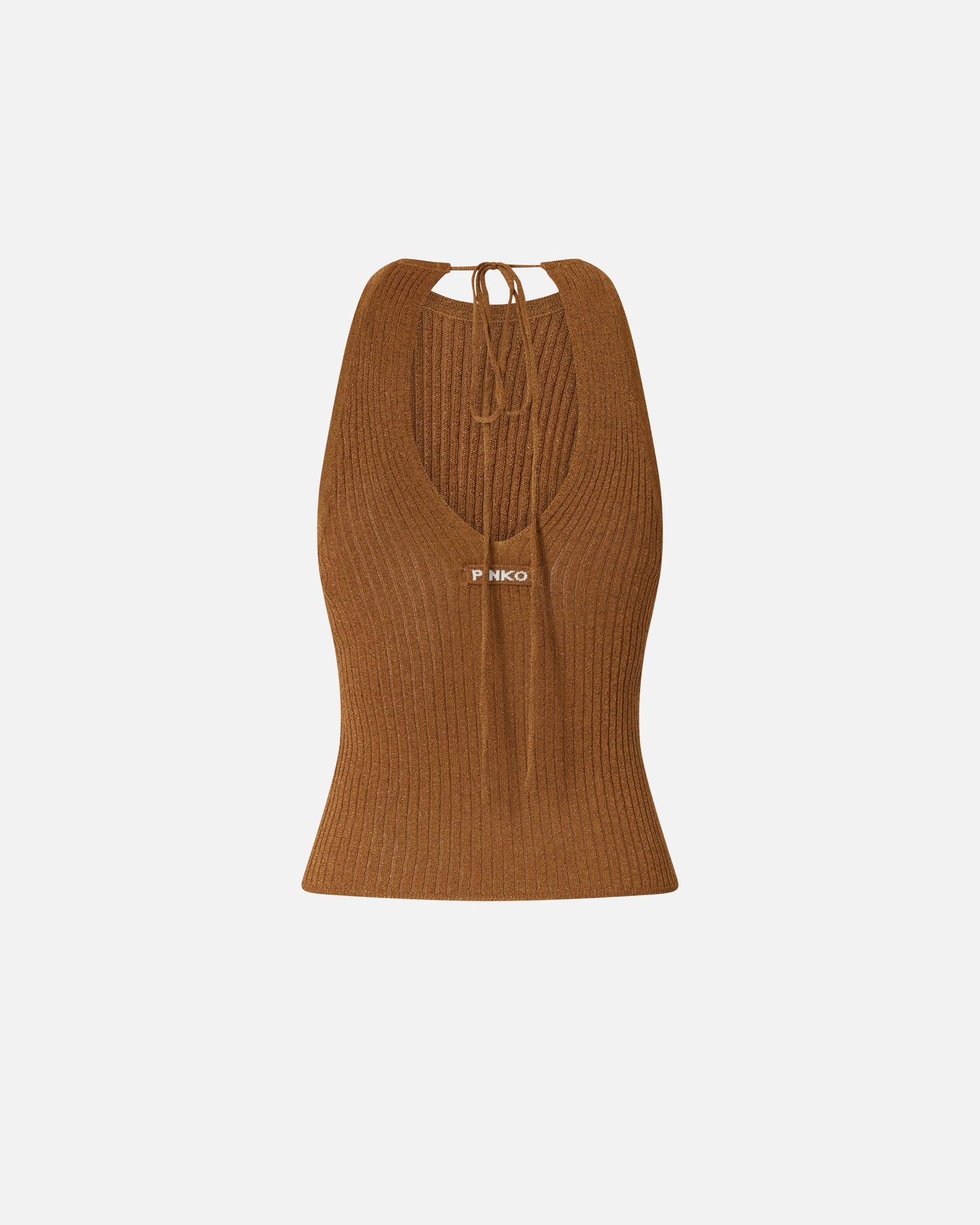 Off-the-shoulder top with neck fastening