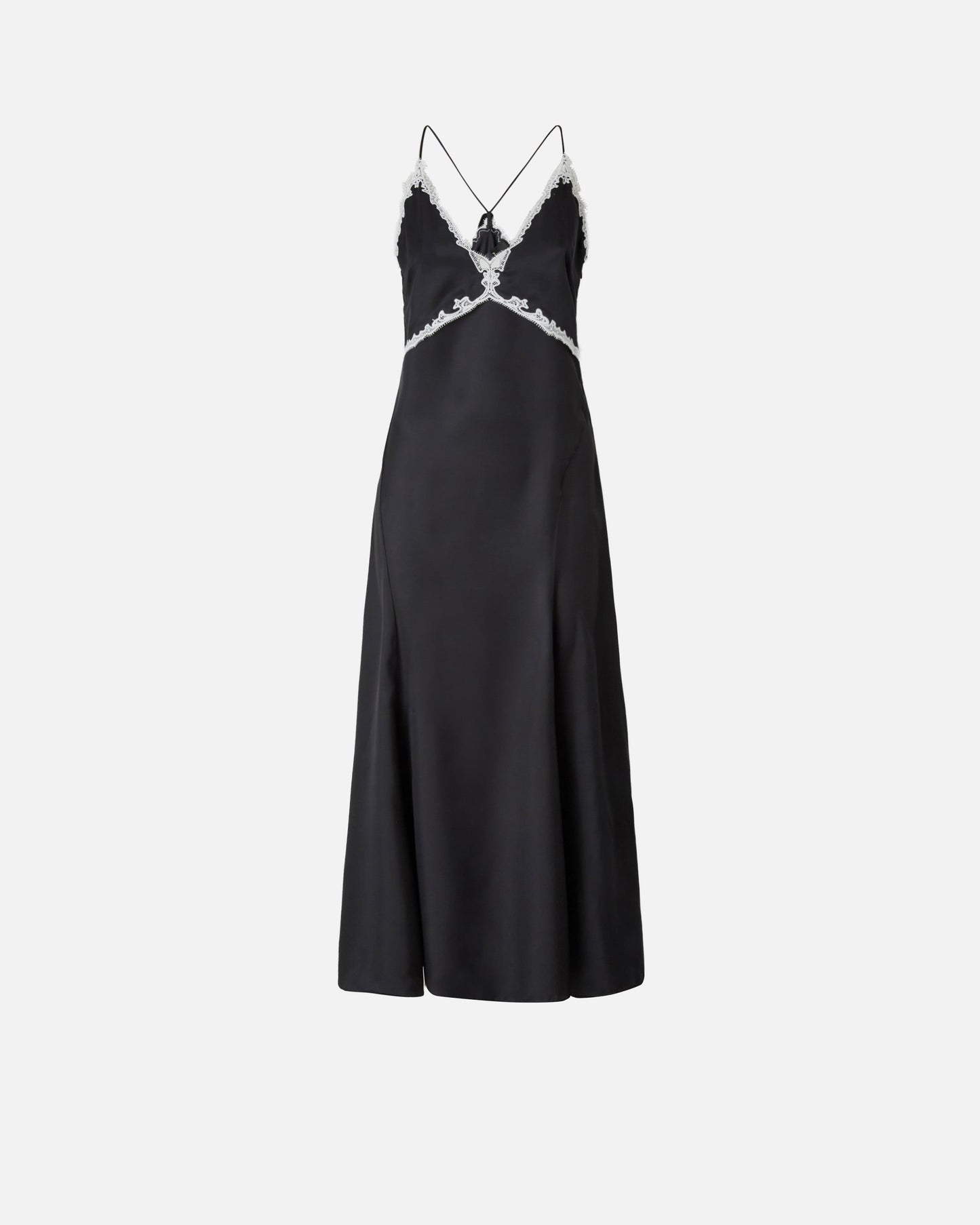Long dress with lace inserts