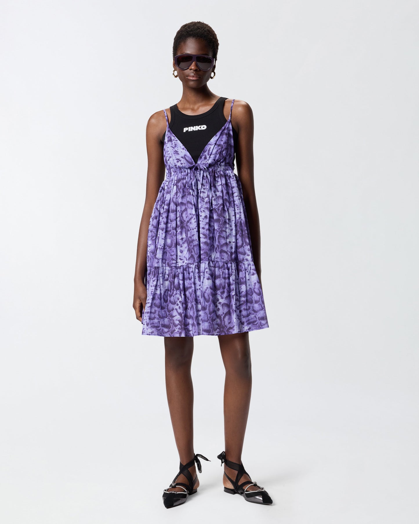 Mini dress with snake print