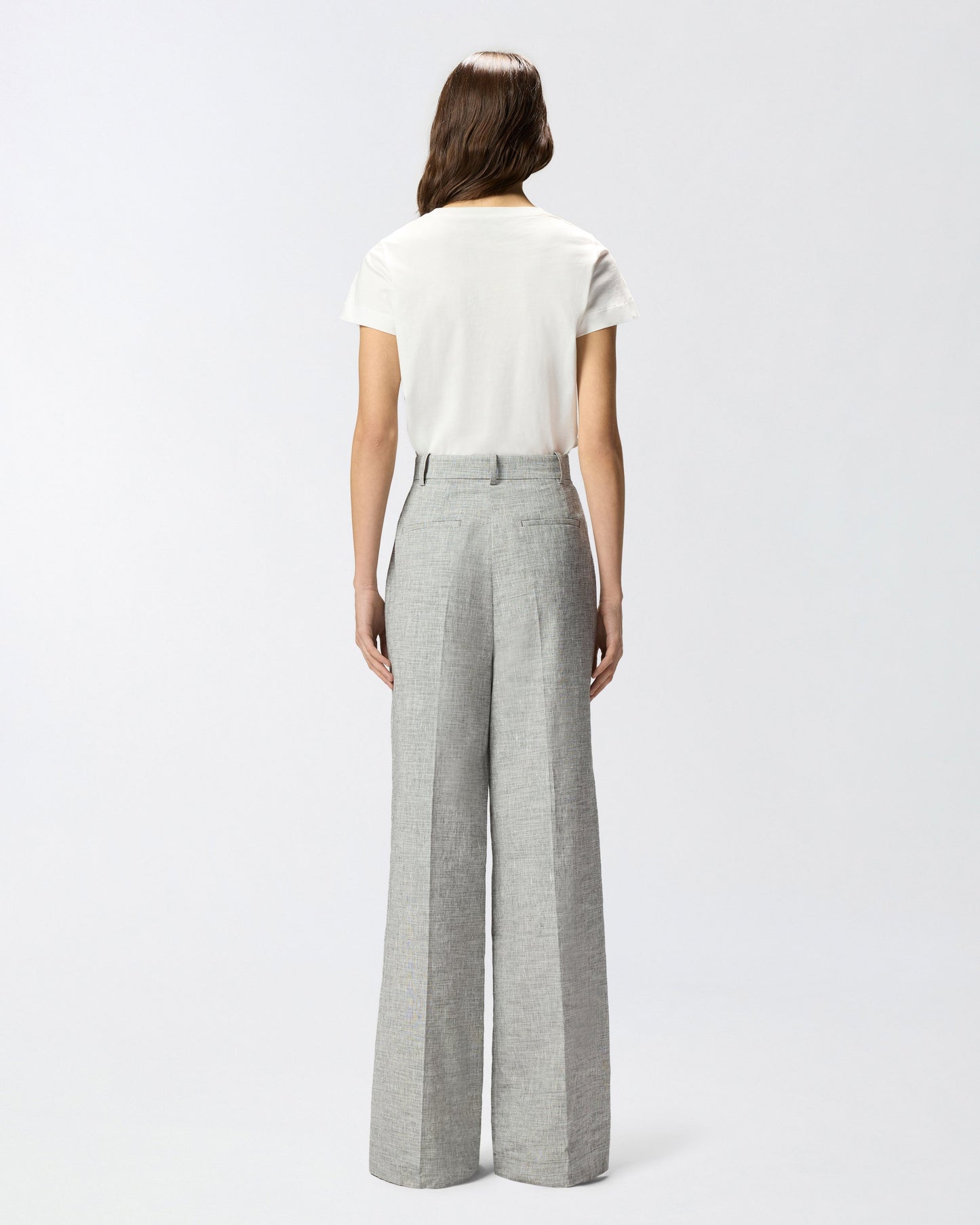 Slub trousers with pressed pleat detail