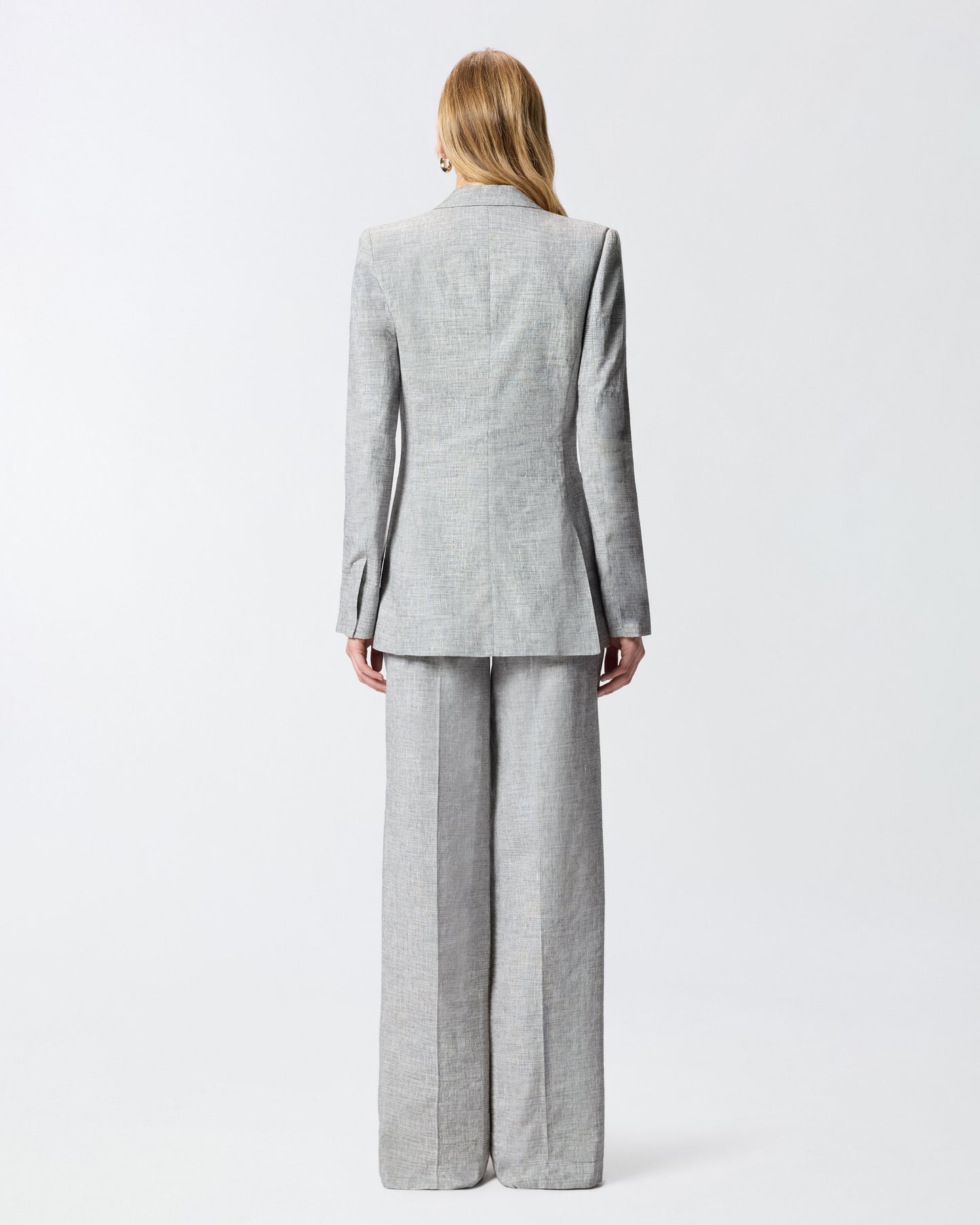Double-breasted jacket in slub linen-blend fabric