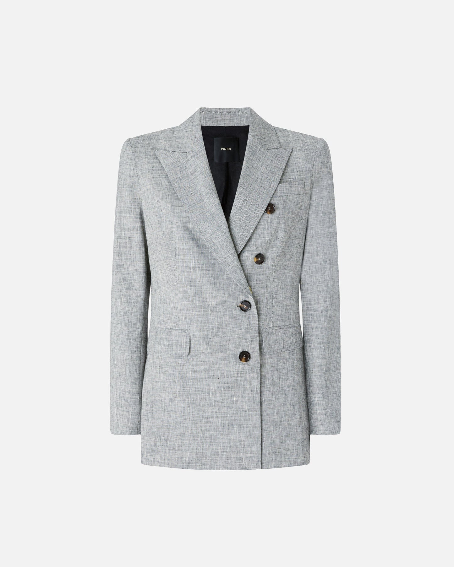 Double-breasted jacket in slub linen-blend fabric