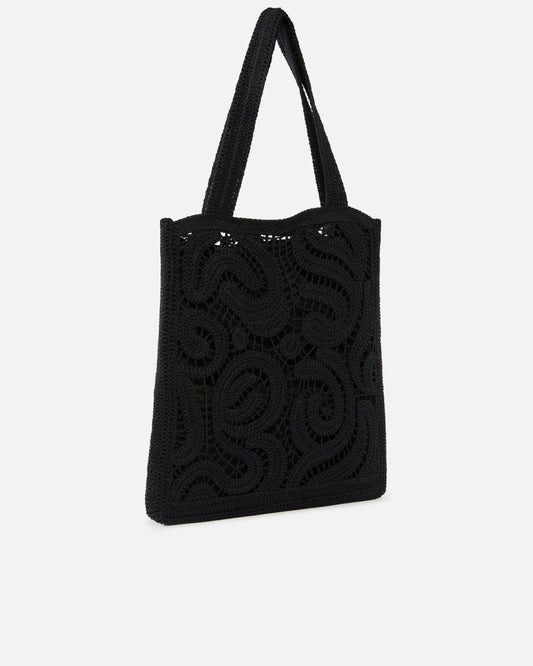 Medium shopper bag in geometric crocheted fabric