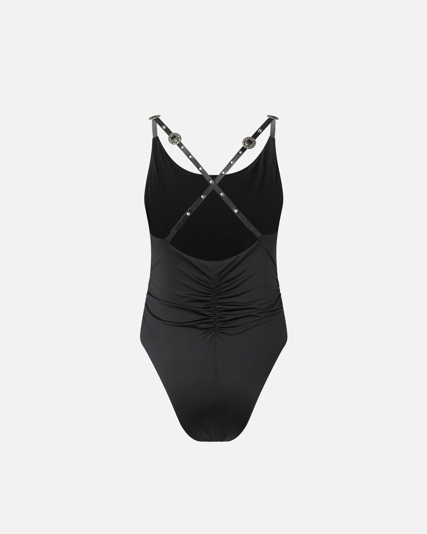 Bodysuit with crossed shoulder straps