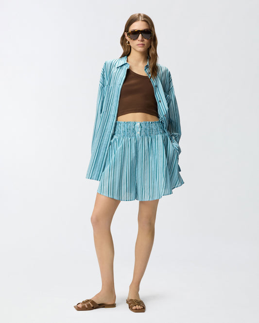Striped cotton shorts with elasticated waist
