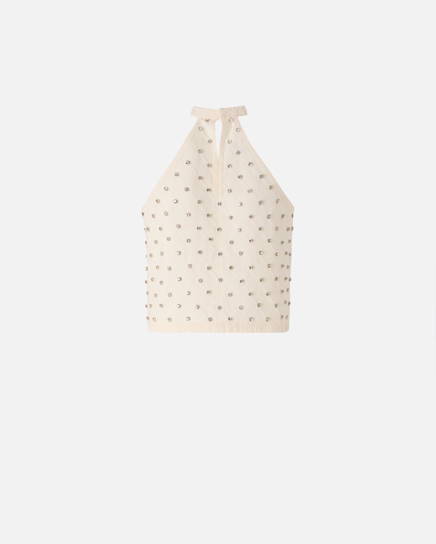 Halterneck top with diamond motif and rhinestones