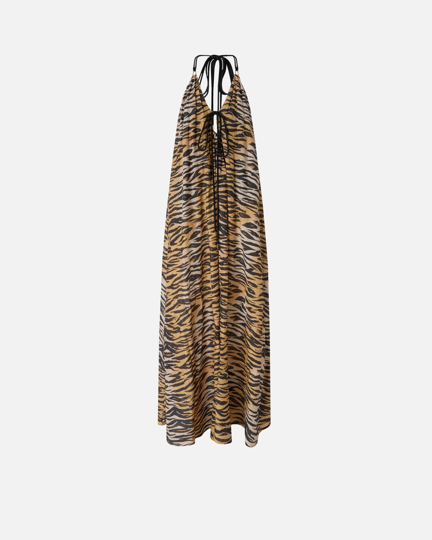 Long halterneck dress with animal print