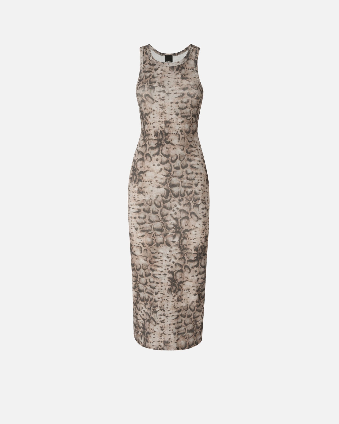 Ribbed slim-fit midi dress with snake print