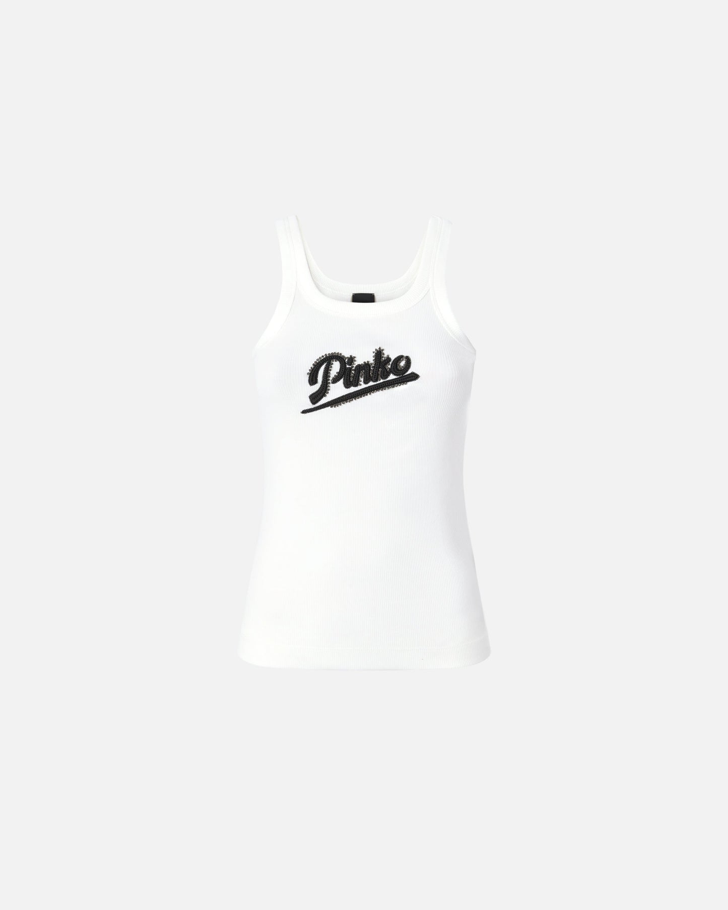 Vest top with logo embroidery and rhinestones