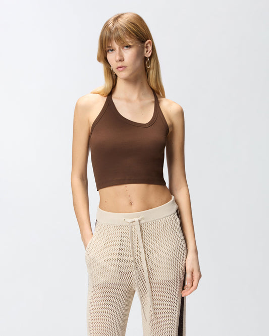 Cropped vest top with asymmetric neckline