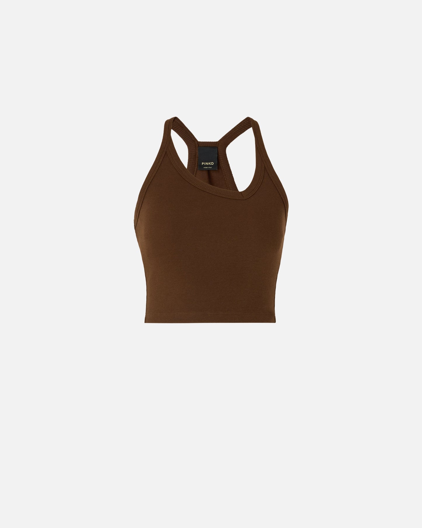 Cropped vest top with asymmetric neckline