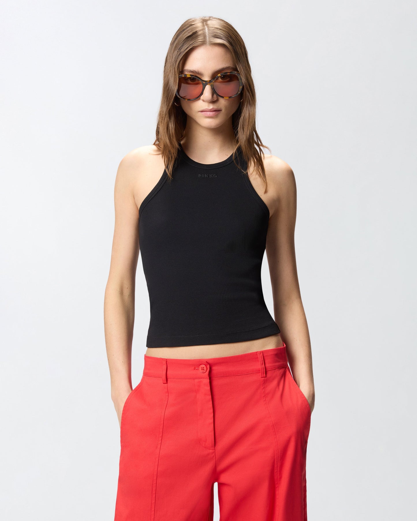 Ribbed vest top with logo