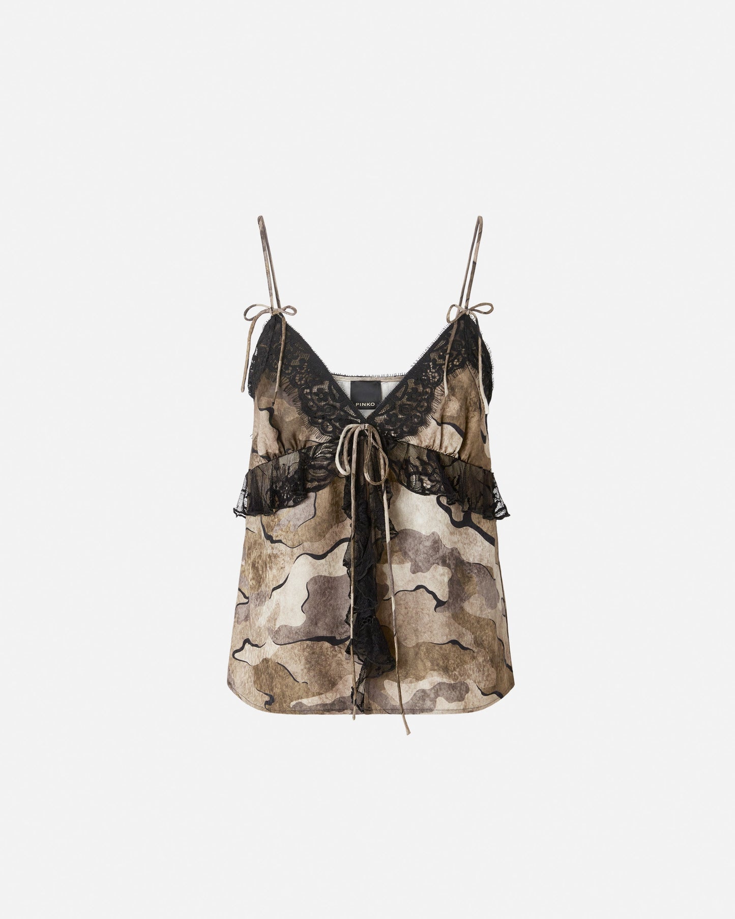 Camouflage top with lace