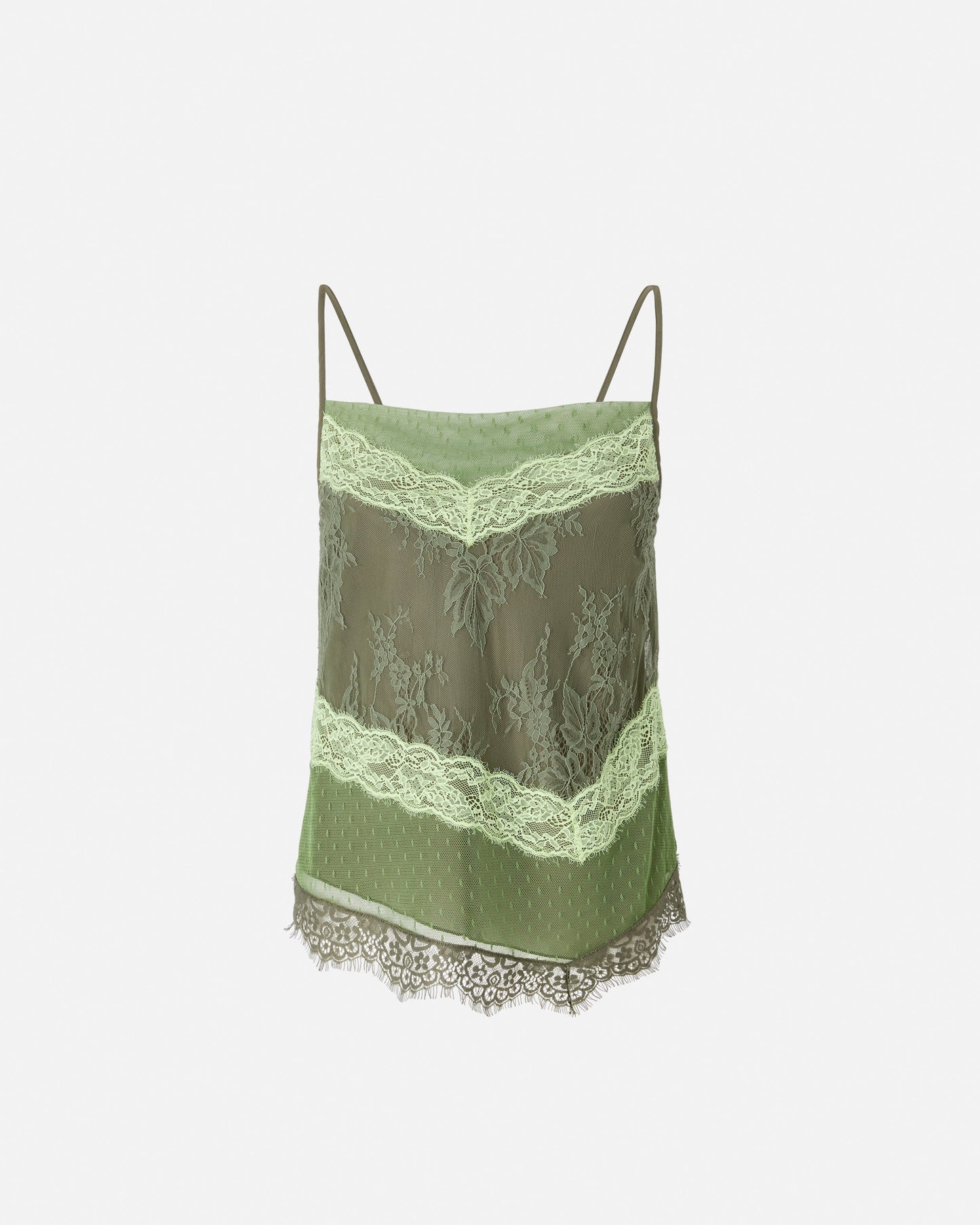 Patchwork-effect lace top