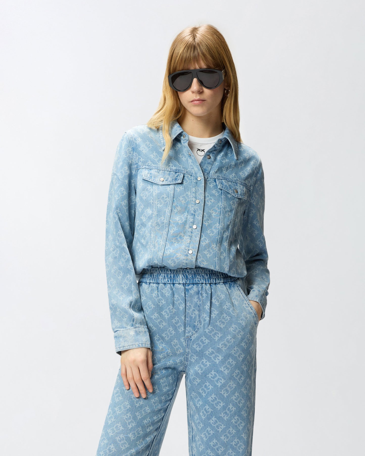Denim shirt with Love Birds logo