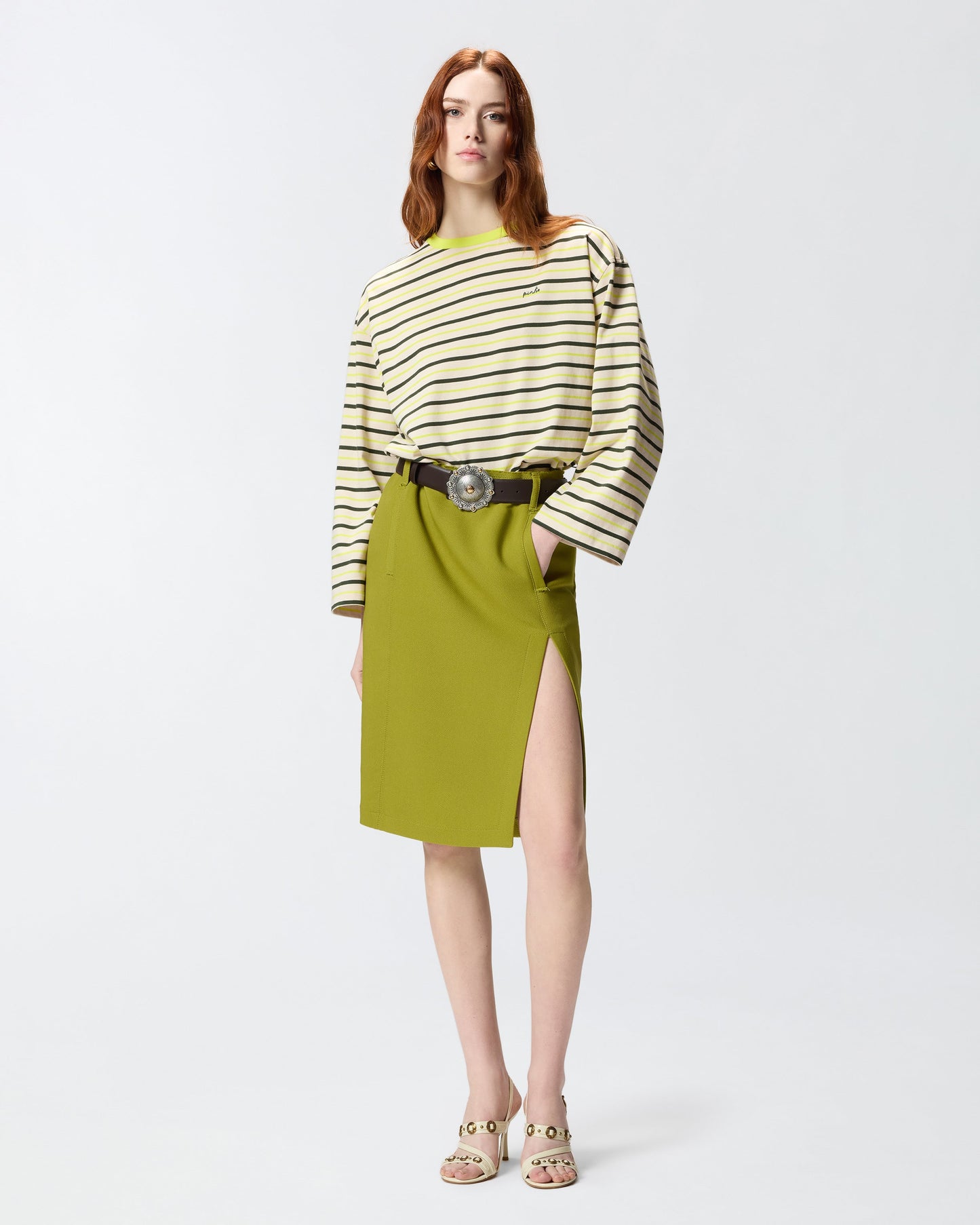 Striped top with logo embroidery