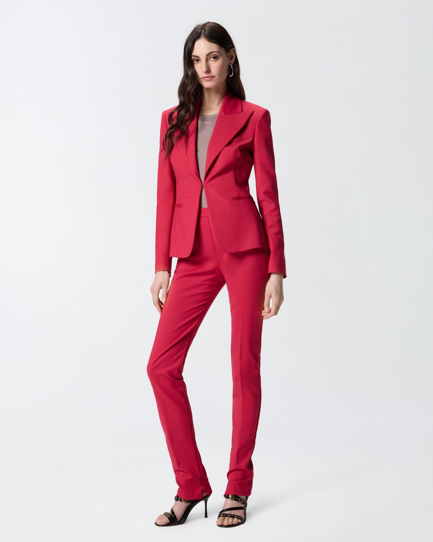 Satin jacket with rear slit